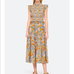 NWT Sea NY Biarritz smocked midi dress size 6